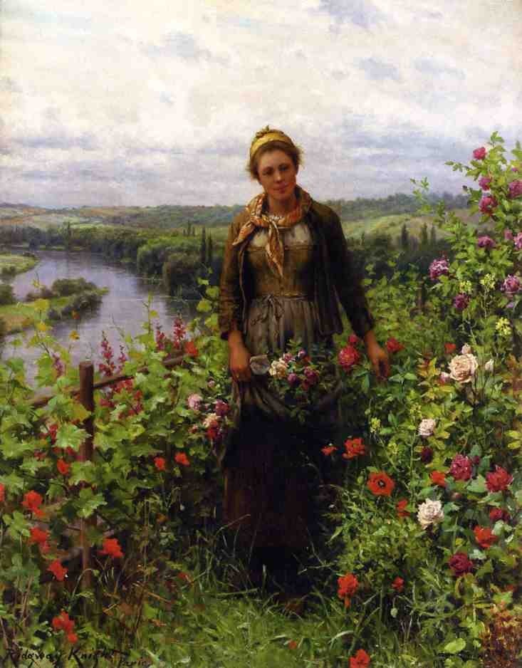 Daniel Ridgway Knight A Maid in Her Garden